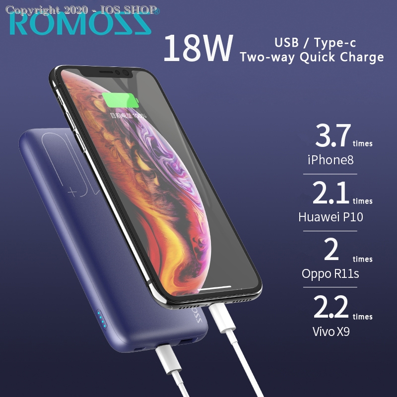 Romoss 10000mAh & 18W QC 3.0 Quick Charge Wireless 